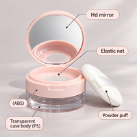 Vente chaude En stock boîte de poudre libre noire 20g cosmétiques pot de poudre libre étui à poudre net élastique avec récipient en éponge
