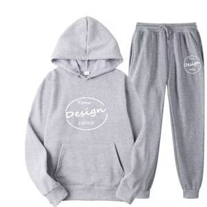 Venta al por mayor de ropa de calle de manga larga deportes gimnasio de talla grande conjuntos de los hombres personalizados Puff estampado en blanco sólido de gran tamaño hombres chándal - Product Image 2