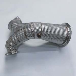 High Flow 304 Stainless Steel Reducing Straight Downpipe for Audi S4 S5 B9 3.0T 2019-2022 Rongdi 1.5mm <b>Brushed</b> TIG Welded - Product Image 1