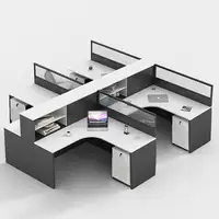 Modern Office Table Modular Workstation Cubicle Partition Call Center 4 Person Seats Workstation Desk Office Furniture