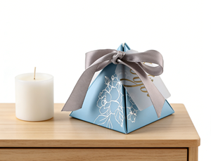 Square <b>Wedding</b> Favor <b>Box</b> Eco-Friendly High-End Thick White Cardboard with Gold Foil Stamping and Varnishing Sponge Liner - Product Image 2