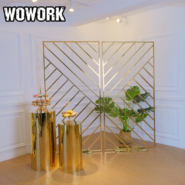 2022 год, WOWORK fushun ins популярные товары для сцены, товары для вечеринок, золотая металлическая сетка, квадратная АРКА, фон для свадебного украшения