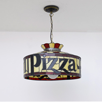 Lámpara Colgante de Techo Estilo Tiffany Personalizada para Restaurante de Pizza, Lámparas Colgantes de Techo Retro para Restaurante