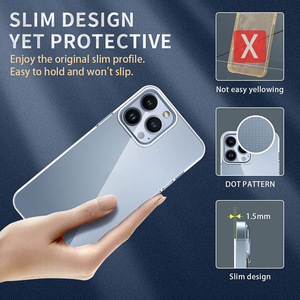 Ốp Điện Thoại TPU Mềm Trong Suốt 1.5Mm Dành Cho iPhone 14 Pro Max Ốp Lưng Mỏng Trong Suốt Pha Lê Dẻo Mỏng Cho iPhone 13 12 11 - Product Image 2