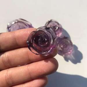 El oyma kristal çiçekler doğal gül kuvars ve ametist kristal çiçek hayat kolye - Product Image 4