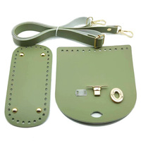 NOUVEAU - Ensemble de 3 pièces en cuir lisse pour sacs faits main, certifié BSCI, avec accessoires en cuir et bandoulière en PU