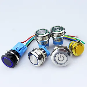 Metal basmalı anahtar 12mm 16mm 19mm 22mm anlık mandallama tipi DIY güç düğmesi Start Stop anahtarı LED 3V 6V 12V 24V 220V