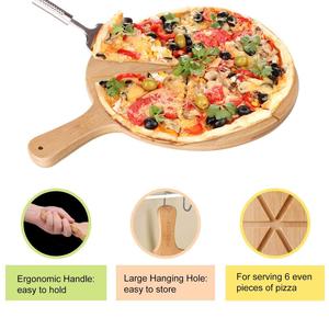 Tabla de cortar de madera dura de bambú para pizza, bandeja para servir - Product Image 3