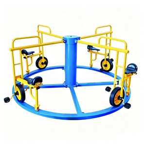 Manège pour enfants, équipement de terrain de jeux extérieur, carrousel, vélos à pédales, wagonnette pour parc d'attractions, 4 personnes, 4 places à l'assise - Product Image 1