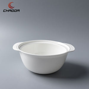 Tazón de Cerámica Blanco para Palomitas de Maíz, 260 ml, Tazón para Sopa con 2 Asas, Olla Redonda para Estofar con Tapa para Restaurante - Product Image 5