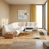 ATUNUS Minimalistisches Tatami 1 2 3 Grünes Braunes Leder Wasserdichtes Modulares Sofa Lazy Sofa Bodencouch Wohnzimmer-Set