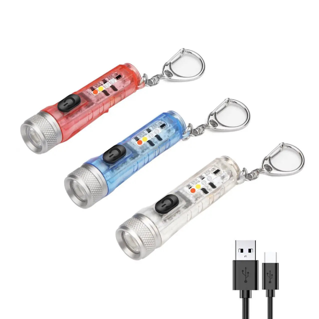 Bán Sỉ Móc Khóa Đèn Pin LED Đèn UV Phát Sáng Đèn Pin Mini Từ Tính Cầm Tay Sạc Được USB Kèm Đèn Cảnh Báo