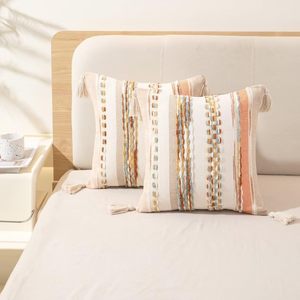 Boho ném đệm Bìa dệt chần trang trại gối bìa với tua kết cấu sọc đệm trường hợp trung tính gối trường hợp - Product Image 2