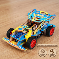 Voiture de course télécommandée en bois écologique et inodore, kit de bricolage STEM, jouet éducatif pour enfants