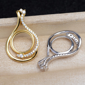 WENCHI S925 Support de pendentif gourde en argent pour femme, pour pose de perles DIY 11.2-11.4mm, Accessoires Ma Bei Chine 40101 - Product Image 2