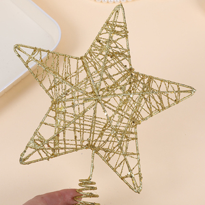 Three-Dimensional Iron Powder Five-Pointed Star Christmas <b>Tree</b> Topper Decoration - Product Image 3