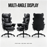 Fauteuil de bureau exécutif inclinable avec repose-pieds rétractable, appuie-tête réglable et coussin lombaire pour espace de travail commercial