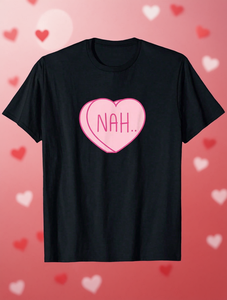 Camiseta Nah Heart Candy para el Día de San Valentín, unisex, negra, cuello redondo, manga corta, algodón, transpirable, suave, corte regular, tallas S-XXL - Product Image 2