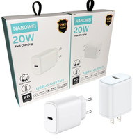 Chargeur Nabowei Pd 20W USB-C, adaptateur secteur EU US pour iPhone 18 17 16 15 Pro Max, chargeur rapide 20W Type C, chargeur mural