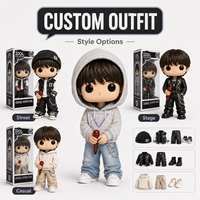 Figurine d'idole Kpop personnalisée, sweat à capuche décontracté, figurine vinyle de collection avec microphone, coffret cadeau pour fans, présentoir de vente au détail, marchandises en gros