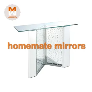 Luxury Crystal 3D Mirrored Top Console Table And Mirror Set HMF21109