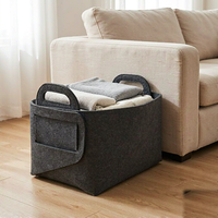 Panier de rangement pliable en feutre fait main avec poignées pour salon, chambre, buanderie et étagères