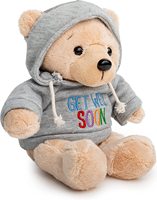 Ours en peluche obtenez Well avec sweat à capuche gris, 9 animaux en peluche, confortable et amour