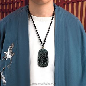 Certified Jadeite Type a Natural BLACK Green Jadeite Turtle Crane Yannian Ice Jade Pendant Men's and Women's Jade Wholesale - Product Image 5
