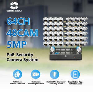 Système de caméra de sécurité CCTV GWSECU 64 canaux Full Color 4K H.265 avec disque dur 16 To, zoom 48x, 5MP, PoE, IP, extérieur/intérieur, détection faciale IA - Product Image 2