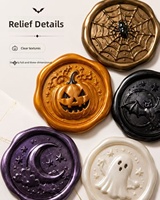 Étiquettes de cire à cacheter pré-faites pour Halloween en gros, motifs Jack-o'-lantern, Chat noir, Toile d'araignée, Château fantôme pour emballage cadeau