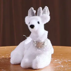 High quality cheap Xmas decoration holiday event gifts crafts Cute white deer Christmas party decoration