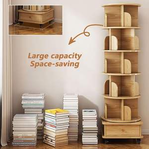 Estantería giratoria de 4/5 niveles, estantería de esquina de madera para libros, estantería estrecha de rotación de 360 ° con estanterías de ruedas universales silenciosas - Product Image 3