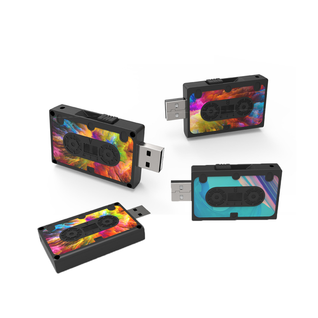 Custom Logo 2.0 USB Disk Sublimation Pendrive 4GB 16GB 32GB 64GB Cassette Tape Flash Drive New Product