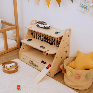 Personalizzato vivaio giocattolo auto parcheggio in legno giocattolo auto con rampa bambino ragazzo regalo di compleanno auto giocattolo legno <span class=keywords><strong>mensola</strong></span> di stoccaggio - Product Image 4