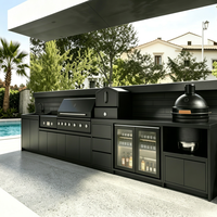 Meuble de cuisine modulaire en acier inoxydable 304 - Évier de barbecue extérieur moderne avec robinet et charnière à finition acrylique
