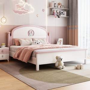 Letto per Bambini in Legno Massello, Letto Principessa per Camera <span class=keywords><strong>da</strong></span> Ragazza, Letto Grande per Studentesse, Arredamento di Lusso Leggero - Product Image 2
