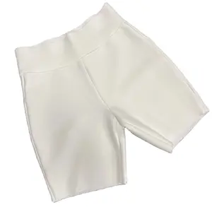 Custom Bandage Vrouwen Shorts Wit Zwart Grijs Regelmatige Korte Broek Hoge Taille Rayon Vintage Broek