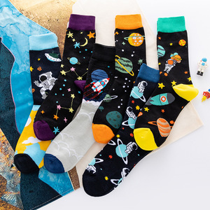 Baleine meilleur prix unisexe coton équipage chaussettes personnalisé univers astronaute lune planète thème fusée mode unisexe chaussettes - Product Image 2