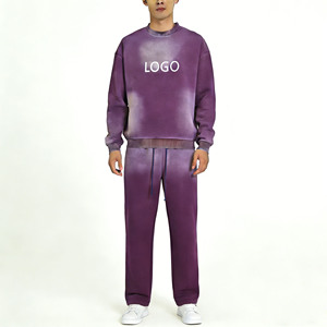 <span class=keywords><strong>Prix</strong></span> d'usine, ensembles de survêtements pour hommes vintage lavés, confortables et surdimensionnés, vente en gros - Product Image 1