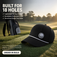 Casquette de golf personnalisée OEM ODM avec patch brodé, perforations laser, respirante, avec cordon, vente en gros