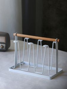 Organizador de cocina, soporte de Metal para secado de tazas, estante de secado con 6 ganchos y bandeja de drenaje - Product Image 3