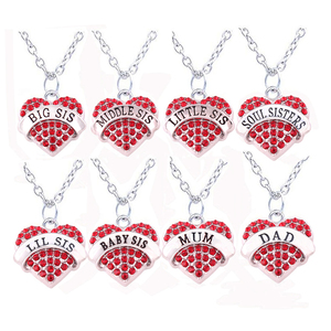 Conjunto de collar A700033 Yiwu Huilin, joyería con corazón de cristal, grande, medio pequeño, pequeño, bebé, hermana, mamá, papá, miembro de la familia - Product Image 6