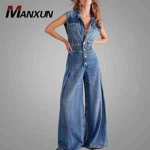 Hochwertiger Flare Denim Jumps uit Coole Mädchen mit weitem Bein Jean Pants Kleidung One Piece Overalls Jumps uits