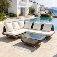 Ensemble de canapés en rotin moderne de luxe pour l'extérieur, chaise longue, mobilier de patio, jardin, villa, resort, imperméable