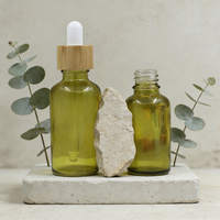 Flacon compte-gouttes en verre vert bambou écologique 10ml Conteneur de sérum d'huile essentielle pour emballage cosmétique