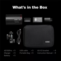 Godox AD100 Pro 100Ws 2,4G TTL fotografía Flash estroboscópico 1/8000 HSS bolsillo Flash luz con batería de litio de 2600mAh