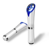 Lápiz Masajeador de Ojos Recargable con LED Rojo, Vibración y Función de Temporizador, Herramienta de Cuidado Facial de Acero Inoxidable y ABS