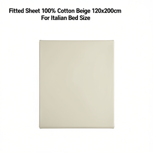 Sábana Ajustable 100% Algodón Beige 120x200cm Para Cama Italiana - Product Image 3