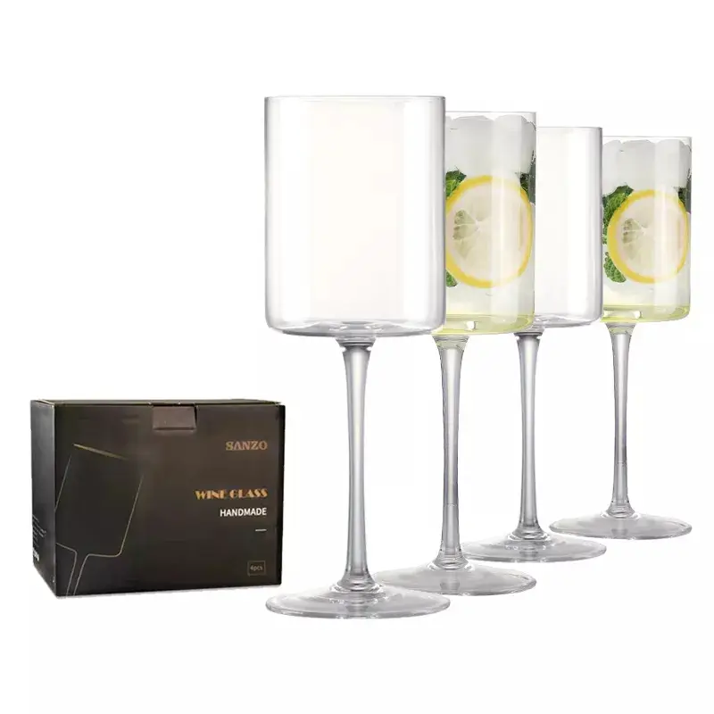 Hete Amazon Handgemaakte Kristallen Vierkante Wijnglas Geschenkdoos Loodvrije Huwelijksfeesten Gekleurde Elegante Champagne Cup Sap Dranken