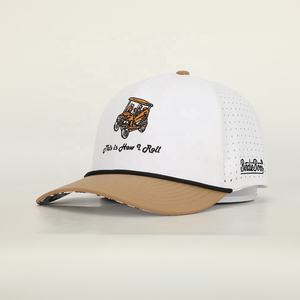 BSCI Wholesale Custom Design 5 Panel Sport Outdoor Dad <strong>Hat</strong>,Oem Embroidery Logo Rope Polyester Gorras,Laser Cut Hole Baseball Cap - Product Image 1